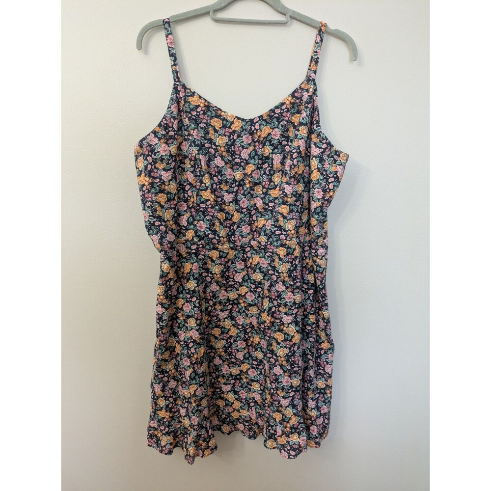 NWT Old Navy Linen Blend Cottagecore Dress Cami Floral Sundress Smocked Back XXL